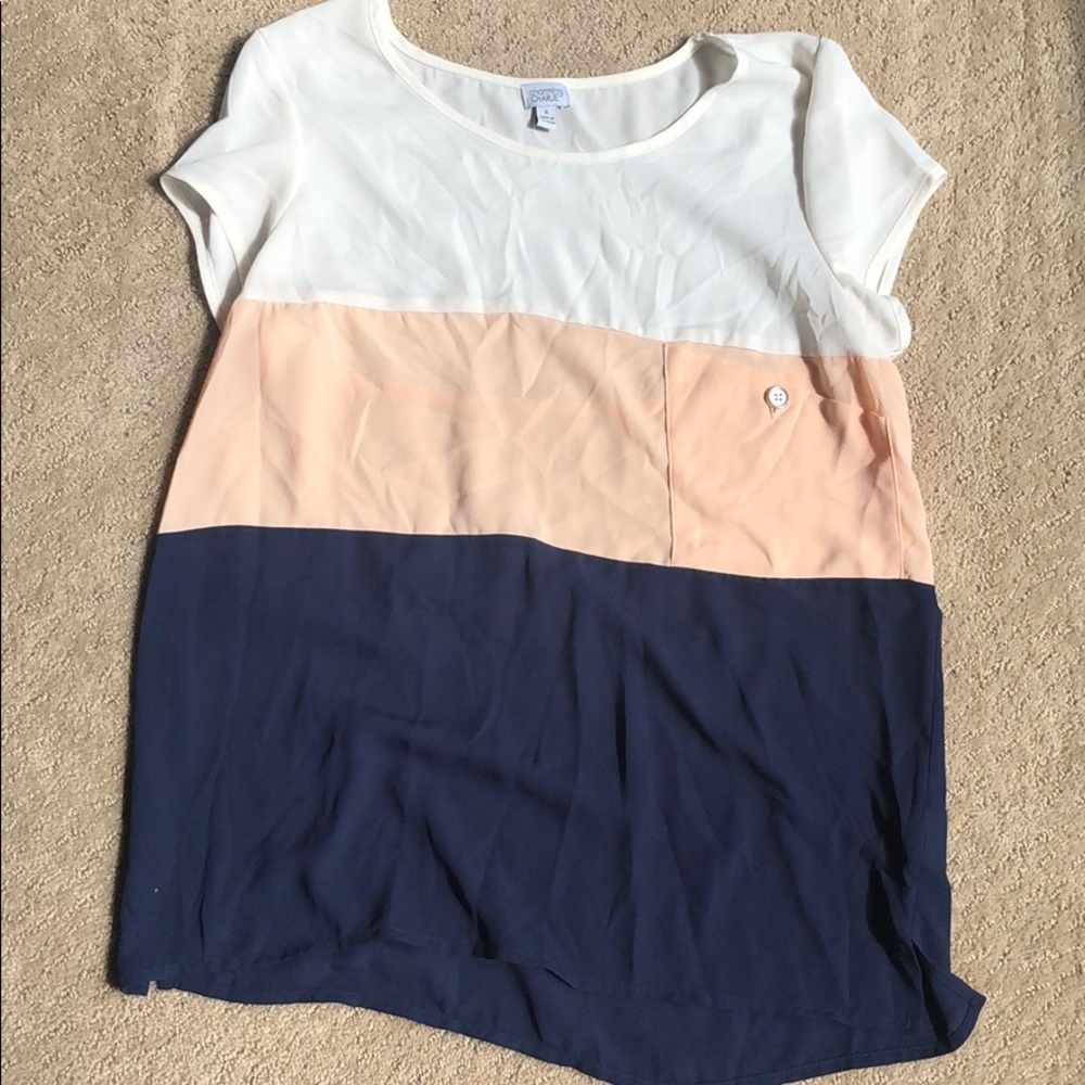 2010s vintage Charming Charlie Color Block Sheer Shirt